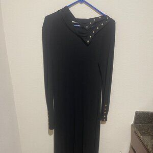 Tory Burch JERSEY TURTLENECK MIDI DRESS BLACK size 12